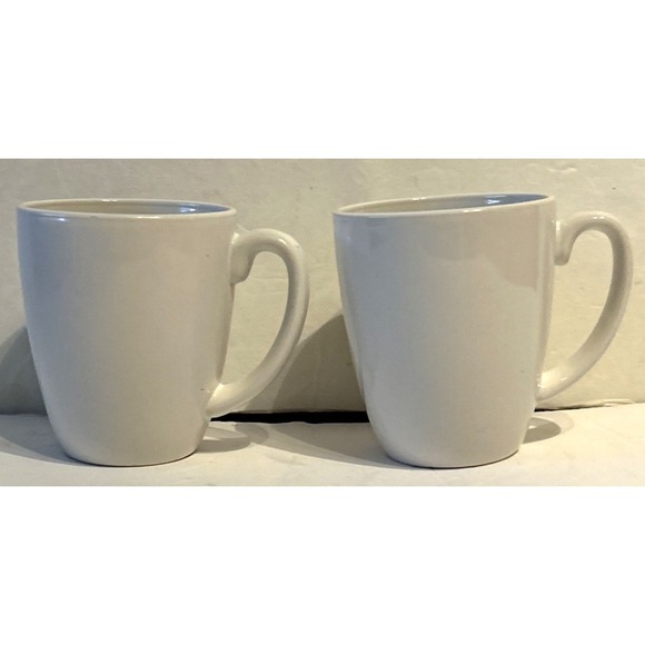 Vintage CORELLE COORDINATES Stoneware WHITE 4" Mug Cups 10oz (Set Of 2) - Picture 1 of 6